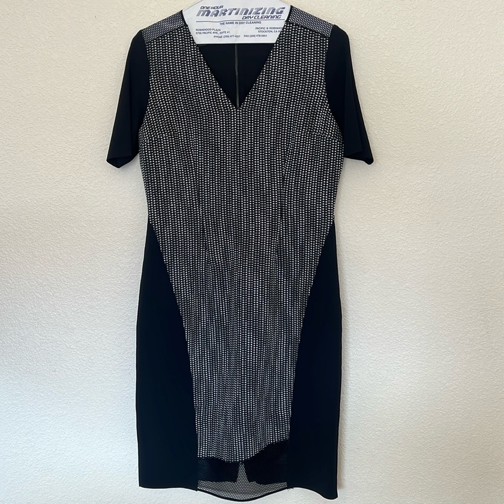 Elie Tahari black gray mesh dress